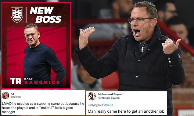 Man United fans hit out at Ralf Rangnick after he is confirmed as Austria's new boss